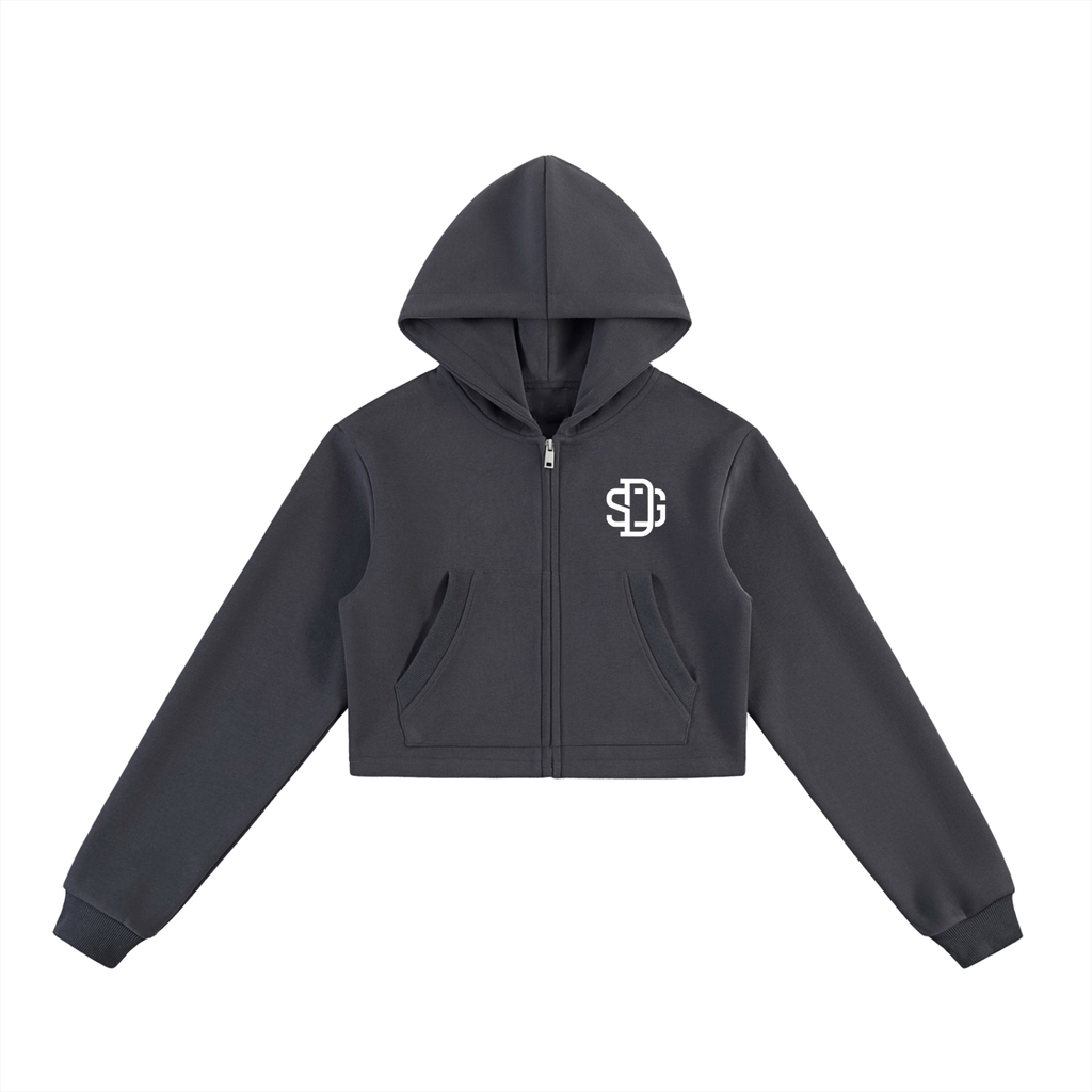 Essential Cropped Zip-Up Hoodie