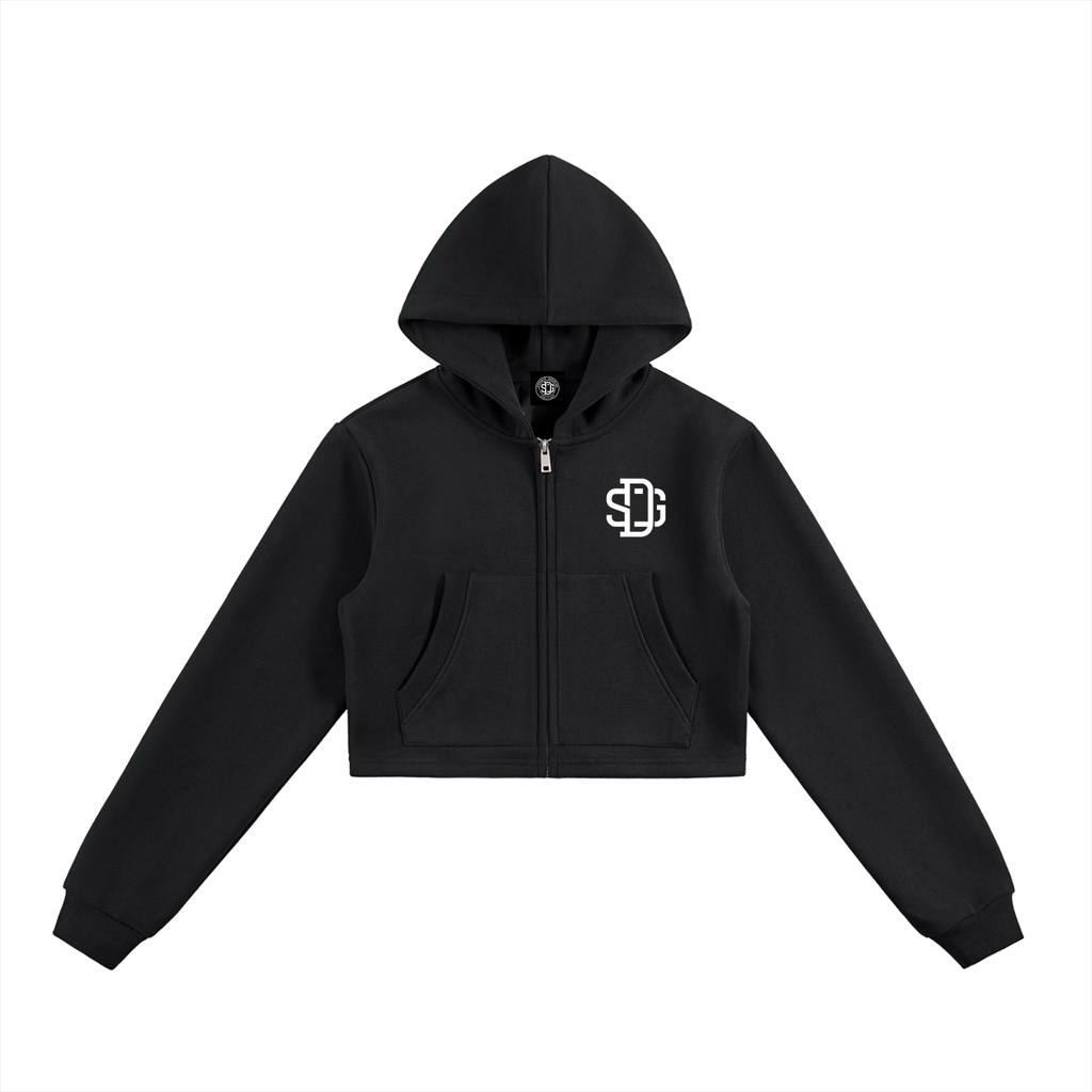 Essential Cropped Zip-Up Hoodie