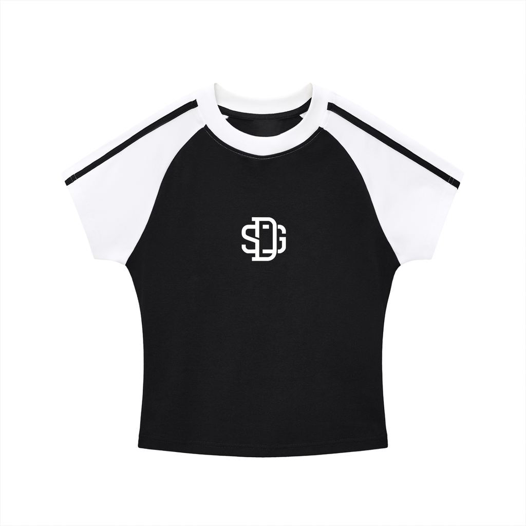 Contrast Stripes Bodycon Raglan  Sleeve T-Shirt