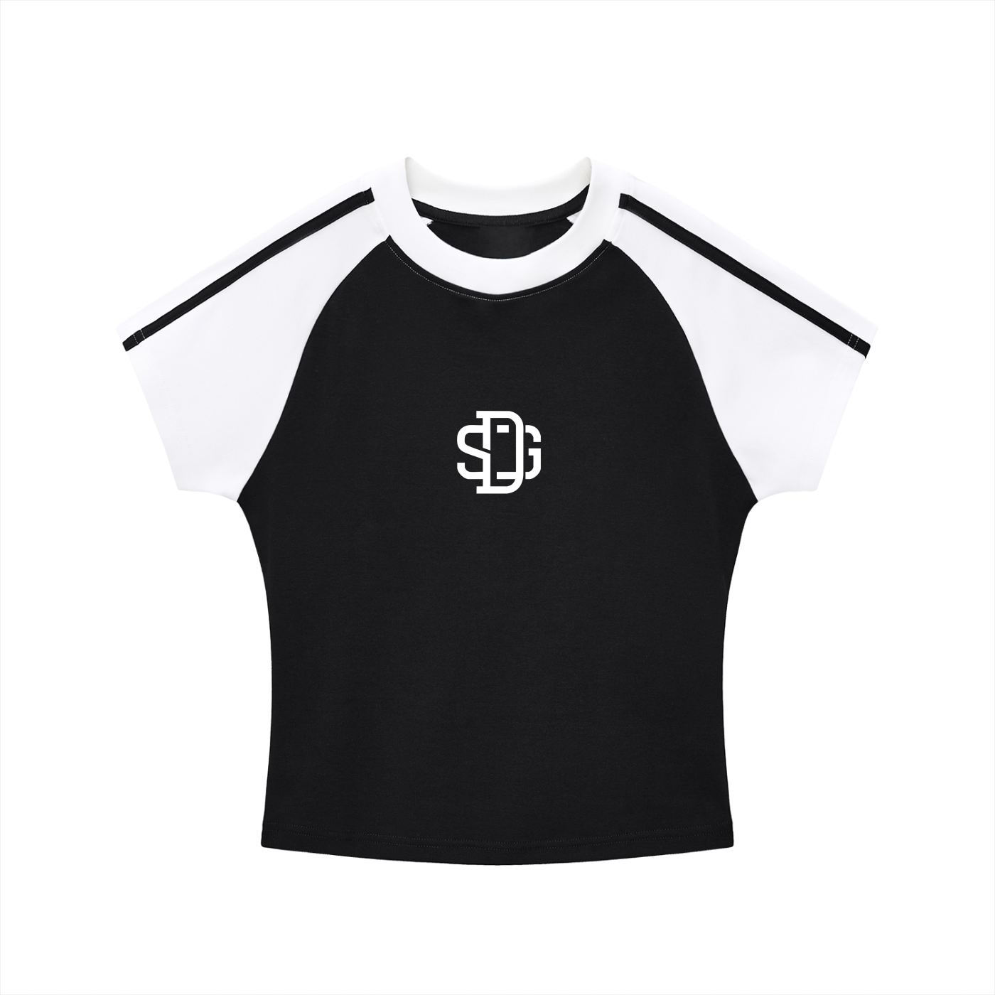 Contrast Stripes Bodycon Raglan  Sleeve T-Shirt