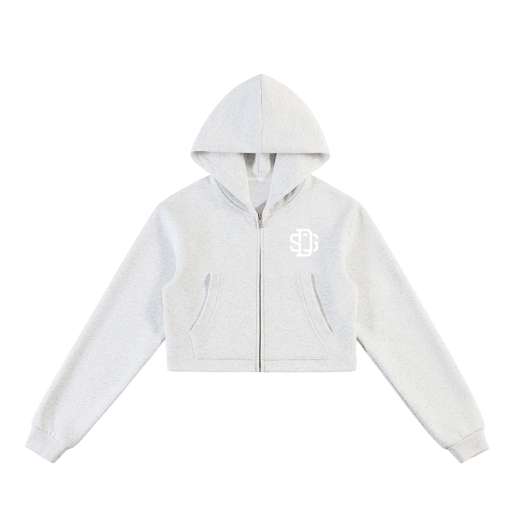 Essential Cropped Zip-Up Hoodie