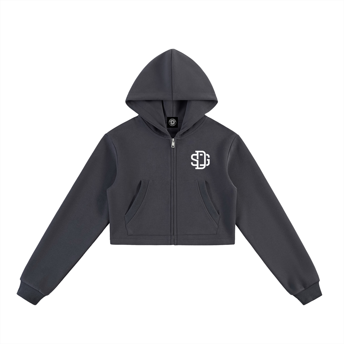 Essential Cropped Zip-Up Hoodie